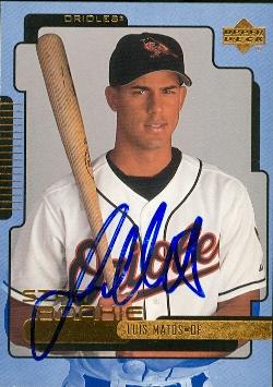 50762 Luis Matos Autographed Baseball Card Baltimore Orioles 2000 Upper Deck No .285
