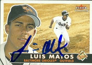 50769 Luis Matos Autographed Baseball Card Baltimore Orioles 2001 Fleer Tradition No .42