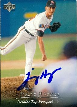 50775 Jimmy Haynes Autographed Baseball Card Baltimore Orioles 1994 Upper Deck No .61