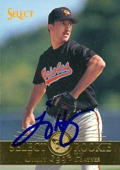 50777 Jimmy Haynes Autographed Baseball Card Baltimore Orioles 1995 Select No .196
