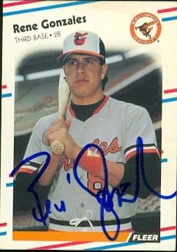 50793 Rene Gonzales Autographed Baseball Card Baltimore Orioles 1988 Fleer No .560