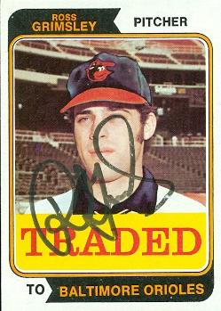 50804 Ross Grimsley Autographed Baseball Card Baltimore Orioles 1974 Topps Traded No .59T