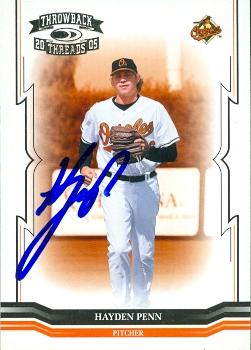 50829 Hayden Penn Autographed Baseball Card Baltimore Orioles 2005 Donruss Throwback Threads No .261