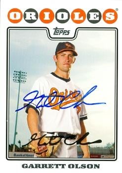 50837 Garrett Olson Autographed Baseball Card Baltimore Orioles 2008 Topps No .548