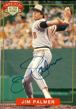 50846 Jim Palmer Autographed Baseball Card Baltimore Orioles 1994 Nabisco All Star Legends