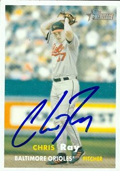 50851 Chris Ray Autographed Baseball Card Baltimore Orioles 2006 Topps Heritage No .445