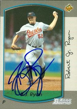 50853 B.J. Ryan Autographed Baseball Card Baltimore Orioles 2000 Bowman No .295