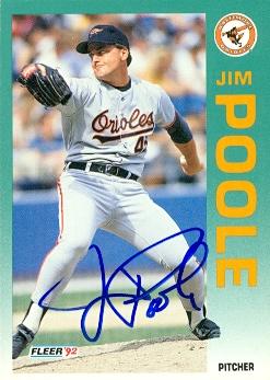 50854 Jim Poole Autographed Baseball Card Baltimore Orioles 1992 Fleer No .23