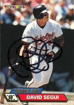 50861 David Segui Autographed Baseball Card Baltimore Orioles 1993 Topps Toys R Us No .45