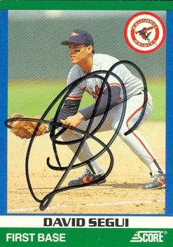 50866 David Segui Autographed Baseball Card Baltimore Orioles 1991 Score Rising Star No .61