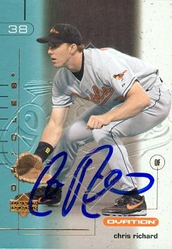 50908 Chris Richard Autographed Baseball Card Baltimore Orioles 2002 Upper Deck Ovation No .11