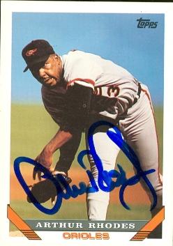 50910 Arthur Rhodes Autographed Baseball Card Baltimore Orioles 1993 Topps No .554