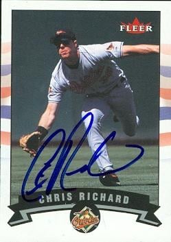 50913 Chris Richard Autographed Baseball Card Baltimore Orioles 2002 Fleer No .35