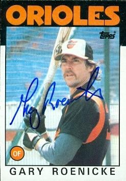 51027 Gary Roenicke Autographed Baseball Card Baltimore Orioles 1986 Topps No .494
