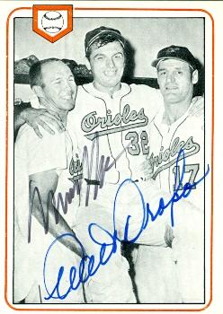 51133 Walt Dropo and Milt Pappas Autographed Baseball Card Baltimore Orioles The Franchise No .8