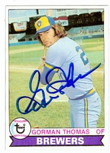 56262 Gorman Thomas Autographed Baseball Card Milwaukee Brewers 1979 Topps No .376