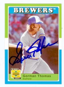 56268 Gorman Thomas Autographed Baseball Card Milwaukee Brewers 2001 Upper Deck Decade No .50