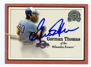 56270 Gorman Thomas Autographed Baseball Card Milwaukee Brewers 2000 Fleer Greats Of The Game No .55