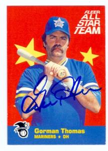 56276 Gorman Thomas Autographed Baseball Card Seattle Mariners 1986 Fleer All Star Team No .11
