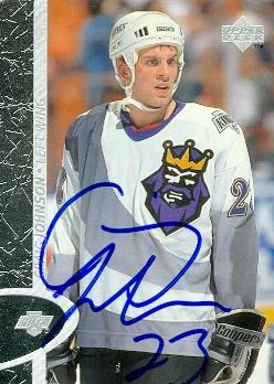 56289 Craig Johnson Autographed Hockey Card Los Angeles Kings 1996 Upper Deck No .80