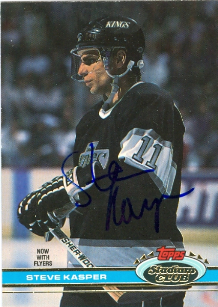 56293 Steve Kasper Autographed Hockey Card Los Angeles Kings 1991 Tsc No .139