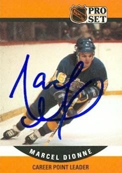 56295 Marcel Dionne Autographed Hockey Card Los Angeles Kings 1990 Pro Set No .653