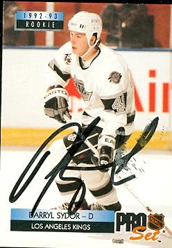 56296 Darryl Sydor Autographed Hockey Card Los Angeles Kings 1992 Pro Set No .228