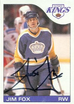 56313 Jim Fox Autographed Hockey Card Los Angeles Kings 1985 Topps No .61