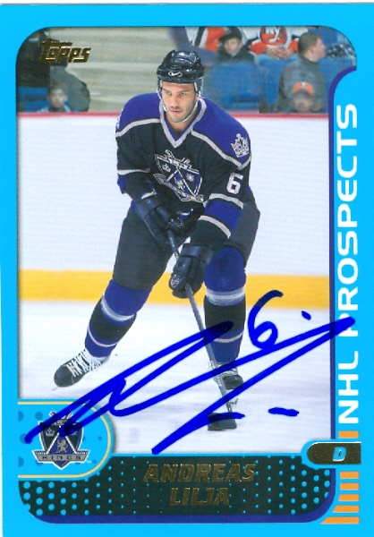 56315 Andreas Lilja Autographed Hockey Card Los Angeles Kings 2001 Topps No .288