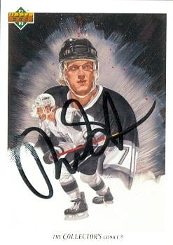 56330 Tomas Sandstrom Autographed Hockey Card Los Angeles Kings 1991 Upper Deck Cc No .85