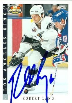 56332 Robert Lang Autographed Hockey Card Los Angeles Kings 1993 Score No .456