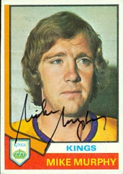 56338 Mike Murphy Autographed Hockey Card Los Angeles Kings 1974 Topps No .224