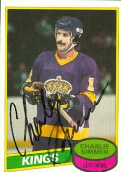 56342 Charlie Simmer Autographed Hockey Card Los Angeles Kings 1980 Topps No .240