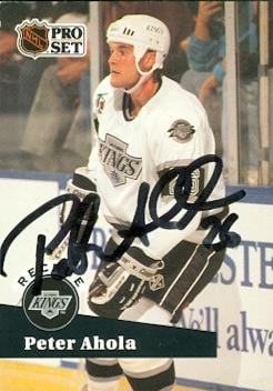 56350 Peter Ahola Autographed Hockey Card Los Angeles Kings 1992 Pro Set No .540