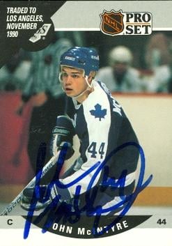56351 John Mcintyre Autographed Hockey Card Los Angeles Kings 1990 Pro Set No .457