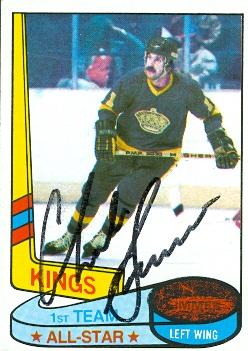 56353 Charlie Simmer Autographed Hockey Card Los Angeles Kings 1980 Topps All Star No .83