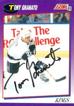 56355 Tony Granato Autographed Hockey Card Los Angeles Kings 1991 Score No .57