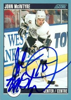 56356 John Mcintyre Autographed Hockey Card Los Angeles Kings 1992 Score Silver No .347