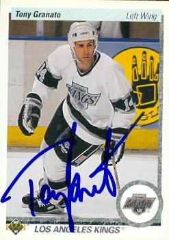 56358 Tony Granato Autographed Hockey Card Los Angeles Kings 1990 Upper Deck No .272