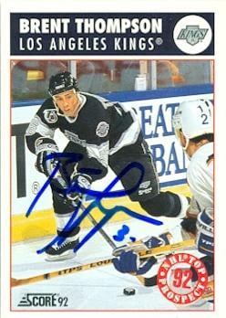 56364 Brent Thompson Autographed Hockey Card Los Angeles Kings 1992 Score No .455