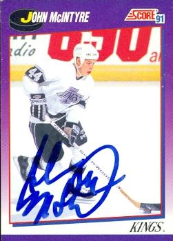56369 John Mcintyre Autographed Hockey Card Los Angeles Kings 1991 Score No .182