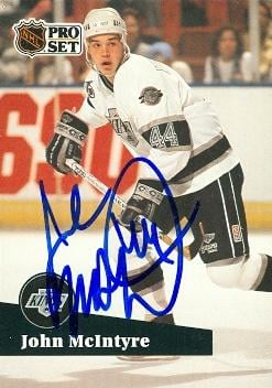 56373 John Mcintyre Autographed Hockey Card Los Angeles Kings 1991 Pro Set No .401