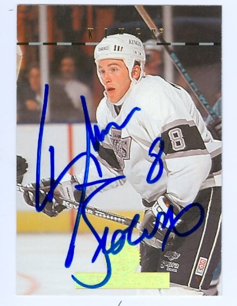 56397 Kevin Brown Autographed Hockey Card Los Angeles Kings 1994 Leaf No .457