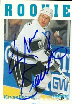 56400 Kevin Brown Autographed Hockey Card Los Angeles Kings 1995 Score No .301