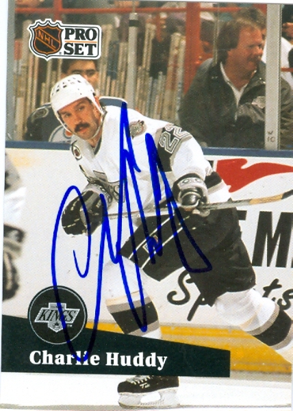 56406 Charlie Huddy Autographed Hockey Card Los Angeles Kings 1991 Pro Set No .400