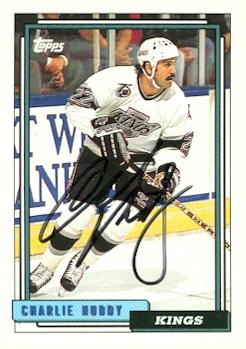 56410 Charlie Huddy Autographed Hockey Card Los Angeles Kings 1992 Topps No .279