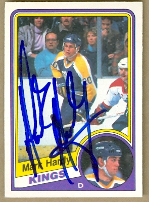 56415 Mark Hardy Autographed Hockey Card Los Angeles Kings 1984 O-Pee-Chee No .86
