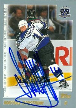 56420 Mattias Norstrom Autographed Hockey Card Los Angeles Kings 2000 Topps No .259