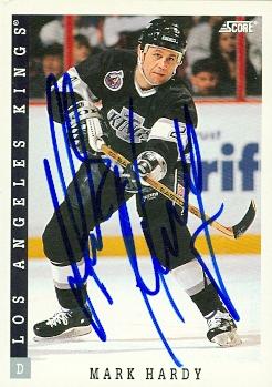 56421 Mark Hardy Autographed Hockey Card Los Angeles Kings 1993 Score No .415