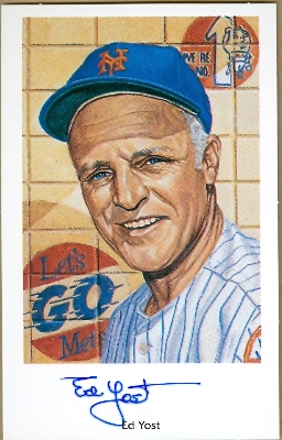 61996 Ed Yost Autographed Postcard New York Mets Ron Lewis 1994 No. 6 3.5X5.5 67